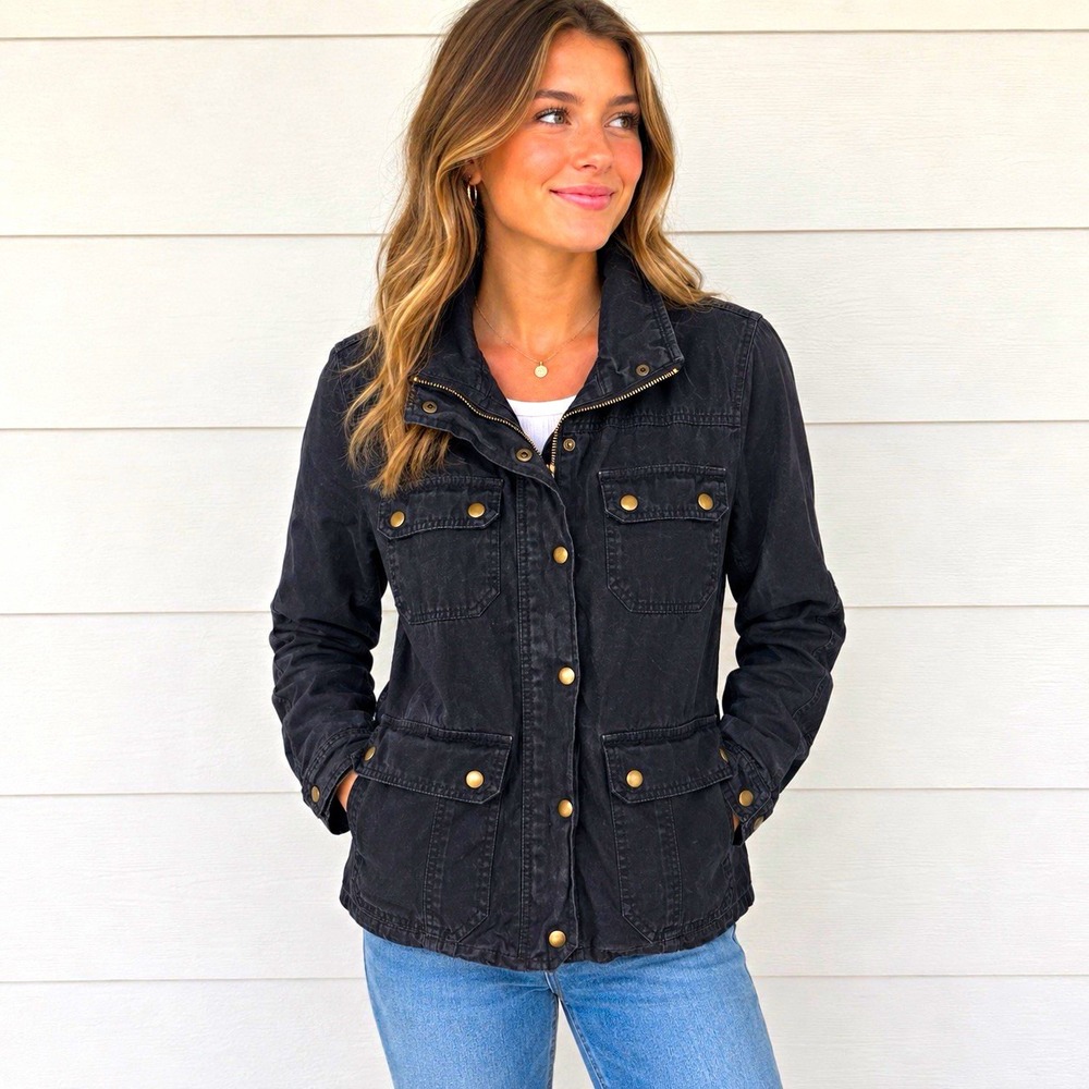 KUT from the Kloth Women's Military Utility Field Jacket Black Medium Cotton